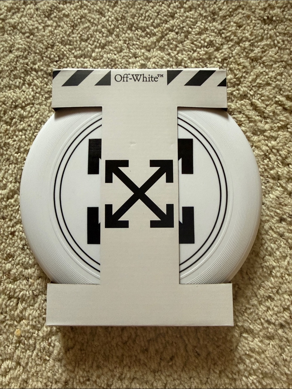 Off-White White and Black Arrow Logo Disc Plate
